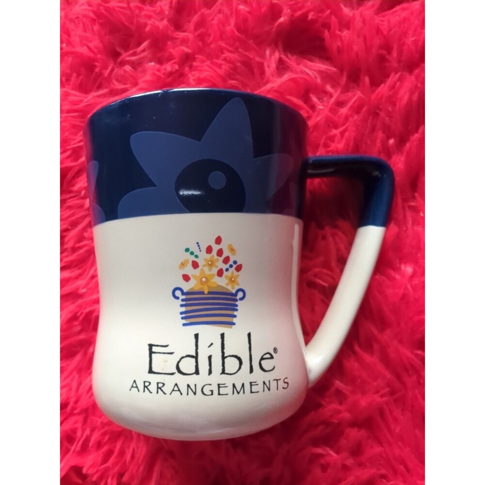 Edible Arrangements Ceramic Coffee Mug Blue/Cream Tone 16 OZ, Collectible